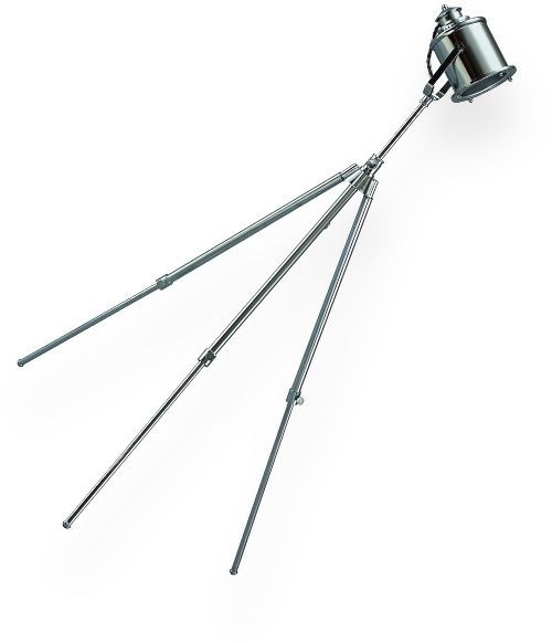 Ashley L734141 Krish Series Metal Floor Lamp; Chrome Finished Metal Floor Lamp; Metal Shade; Adjustable Neck, Post and Legs; On/Off In-Line Switch; Supports Type A Bulbs; 60 Watts Max or 13 Watts Max CFL; Dimensions 25.00
