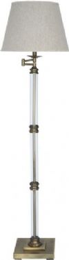 Ashley L734181 Arwel Series Glass Floor Lamp, Clear Glass and Antique Brass Finished Metal Floor Lamp, Hardback Shade, Swing Arm, Features a 3-Way Switch, Supports Type A Bulbs, 150 Watts Max or 25 Watts Max CFL, Dimensions 15.50"W x 15.50"D x 60.00"H, Weight 18 lbs, UPC 024052354430 (ASHLEY L734181 ASHLEY-L734181 ASHLEYL-734181 ASHLEYL 734181 L734181 ASHLEYL734181 L-734181) 