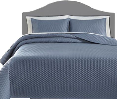  Ashley Q256043K Dietrick Series King Quilt Set, Blue, 3-Piece Quilt Set, Includes Quilt and 2 Shams, Mini-Diamond Quilted Pattern in Blue, Matte Polyester Cover with Polyester Filling, Machine Washable, Dimensions 108.00