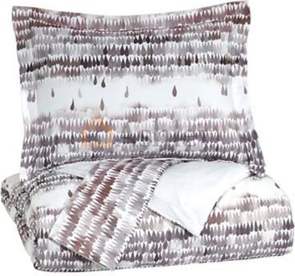 Ashley Q264003k Danessa Series King Duvet Cover Set Mulberry