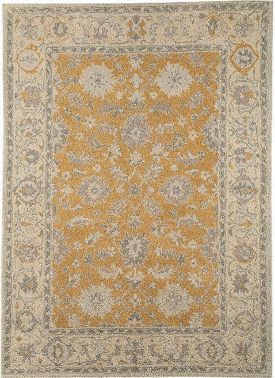 Ashley R400091 Milbridge Series Large Rug, Tan Color, Hand-Tufted Loop Floral Design in shades of Beige, Made of Overtwisted Wool, Backed with Cotton Latex, 5-6mm Pile, Dry Clean Only, Use of Rug Pad Recommended for This Item, Dimensions 96.00