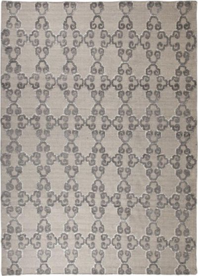  Ashley R401461 Patterned Series Large Rug, Gray and White, Hand-knotted Bamboo Viscose Rug, Made in India, Professional Clean Only Recommended, Use of Rug Pad Recommended for This Item, Dimensions 96.00