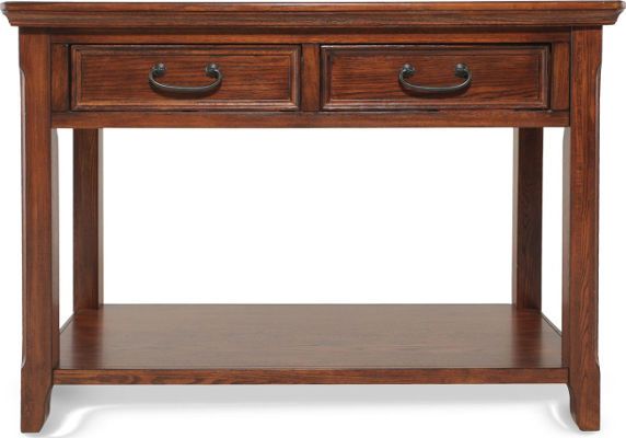  Ashley T478-4 Woodboro Series Sofa Table, Dark Brown Finish, Made from select hardwoods and oak veneer, Rich dark brown wood finish, Dark bronze color hardware, Features framed drawer fronts, Dimensions 45.88