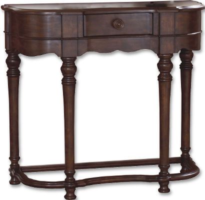  Ashley T496-4 Brookfield Series Sofa Table, Dark Brown Finish, Traditional design with a European country flavor, Rich dark brown finish, Dimensions 37.88