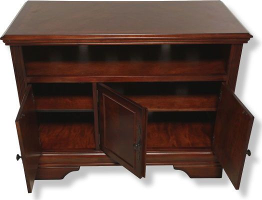  Ashley W527-18 Hamlyn Collection TV Stand, Dark Brown Finish, Made with select hardwoods and cherry veneer with Prima Vera inlay veneer, Rich dark brown finish, Profiled wrap around mouldings, Dimensions 42.06