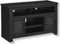 Ashley W661-28 Brasenhaus Collection Medium TV Stand For Up To 55" TVs, Black Finish; Made with paint grade materials and select hardwood solids finished in a black painted finish; Framed doors are fitted with louvered slats; Open media shelves with recessed center supports to allow for sound bar technology; UPC 024052330045 (ASHLEY W661-28 ASHLEY-W661-28 ASHLEYW-661 28 ASHLEYW66128 ASHLEYW 661-28 W661 28 W-66128 W661 28) 