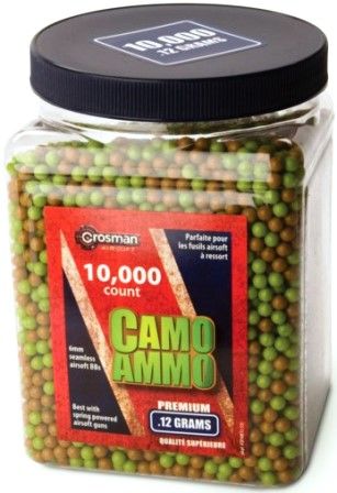 Crosman ASP10K12 Airsoft .12 Grams Camo Ammo, Get in the game with 10000 rounds, Best with spring powered airsoft guns, UPC 028478133044 (ASP-10K12 ASP 10K12 ASP10-K12 ASP10 K12)