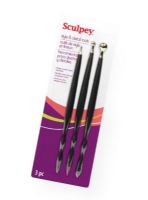 Sculpey ASSD01 Style and Detail Tools; Use to curl and shape natural leaves and petals; Flexible points (two cone heads, one chisel) are used to smooth rough edges; Use the ball ends to create seamless, sculptured looks; 3-piece set; Shipping Weight 0.12 lb; Shipping Dimensions 9.5 x 3.25 x 0.5 in; UPC 715891140611 (SCULPEYASSD01 SCULPEY-ASSD01 SCULPEY/ASSD01 ARTWORK SCULPTING) 