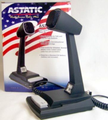 Astatic AST-878DM Desk Base CB Microphone, High Quality Amplified Ceramic Desk Mic, Standard Push-To-Talk and Lock-To-Talk Buttons, Five Conductor Shielded, Standard Astatic Color Coded Cable with 4 Pin Connector, Coiled mic cord stretches to 6', Requires 9V battery (AST878DM AST 878DM AST-878D AST-878)