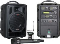 Galaxy Audio AS-TV8T2 Any Spot Traveler 8 Portable PA System with Audio Link Transmitter & 2 Wireless Mic Receivers, Built in Battery and Charger, 50 watts Amplifier, 108dB Max SPL, 70Hz-20kHz Freq. Resp, S/N Ratio 70 dB, Sensitivity 91dB @ 1 watt/1 meter, 8" Woofer/1" Horn, Speaker Output, XLR Mic in with Volume Control (ASTV8T2 AS TV8T2 AST-V8T2 ASTV-8T2 AS-TV8-T2 AS-TV8)  