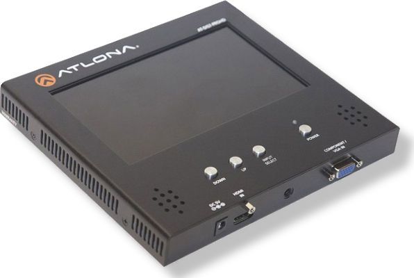 Atlona AT-DIS7-PROHD Seven-inch Testing Monitor with HDMI and VGA; 7″ PRO HDMI, DVI, VGA and Component Testing Display; Supports Resolutions from 640480 to 19201200 and 480p to 1080p; HDMI input is fully compatible with DVI and accepts VESA resolutions up to 19201200; 15-pin input for testing VGA signals and component signals (VGA to Component Adapter is included); UPC 846352002756 (ATLONA-ATDIS7PROHD ATLONA ATDIS7PROHD ATLONA-AT-DIS7-PROHD ATLONA AT DIS7 PROHD)