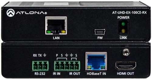 Atlona ATL-ATUHDEX100CERX 4K/UHD HDMI Over 100M HDBaseT Receiver with Control and PoE; Compatible with Ultra High Definition sources and displays; Full support of 4K/UHD streaming services and playback devices; Adheres to latest specification for High-bandwidth Digital Content Protection; Allows protected content stream to pass between devices; Colorspace: YCbCr, RGB; Chroma Subsampling: 4:4:4, 4:2:2, 4:2:0 (ATUHDEX100CERX AT-UHD-EX-100CE-RX AT-UHD-EX-100CE-RX BTX)