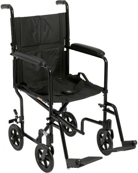 Drive Medical ATC17-BK Lightweight Transport Wheelchair, 17
