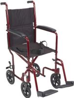 Drive Medical ATC17-RD Lightweight Transport Wheelchair, 17" Seat, Red Frame, Black Upholstery, 4 Number of Wheels, 8" Casters, 8" Rear Wheels, 9" Closed Width, 10" Armrest Length, 18" Back of Chair Height, 27" Armrest to Floor Height, 8" Seat to Armrest Height, 19" Seat to Floor Height , 16" Depth of Seat Upholstery, 33" x 9" x 39.5" Folded Dimensions, 14" Width Between Armrest Pads, 16.5" Width Between Posts, 18.5" Width of Seat Upholstery, UPC 822383133591 (ATC17-RD ATC17 RD ATC17RD) 