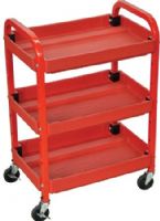 Luxor ATC332 Utility Cart Three Shelf Adjustable, Red; Constructed of blow-molded plastic with metal frame; Complete with 3" heavy duty casters, two with locking brake; Three Red tub shelves; Weight capacity 33 lbs. per shelf; Assembly required; Dimensions 22"W X 15 1/2"D X 32"H; UPC 812552011652 (ATC-332 ATC 332 AT-C332) 