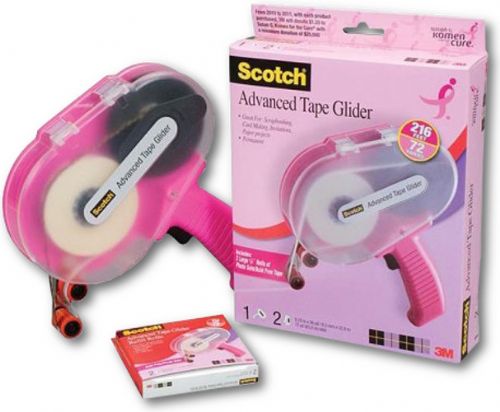 Scotch ATG085 Advanced Tape Glider Pink; Quick, controlled application of double-sided tape; System uses a unique reverse-wound adhesive roll with no stringing and clean breaks. Includes two rolls of permanent, acid-free tape, each 0.25