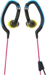 Audio Technica ATH-CKP200MC SonicSport In-ear Headphones; Ideal for active use, jogging, sports; Top-tier sound quality from pro audio leaders; Asymmetrical cable design keeps cable out of the way and helps prevent tangles; Type: Dynamic; Driver Diameter: 8.5 mm; Frequency Response: 20 - 23000 Hz; Maximum Input Power: 200 mW; Sensitivity: 100 dB/mW; Impedance: 16 ohms; Weight: 9 g; Cable: 0.6 m (2'), U-type; UPC 4961310118365 (ATHCKP200MC ATH-CKP200MC ATH-CKP200MC) 