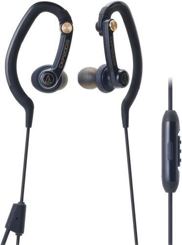 Audio Technica ATH-CKP200iS BK SonicSport In-ear Headphones for Smartphones - Black; Ideal for active use, jogging, sports; Top-tier sound quality from pro audio leaders; Asymmetrical cable design keeps cable out of the way and helps prevent tangles; Type: Dynamic; Driver Diameter: 8.5 mm; Frequency Response: 20 - 23000 Hz; Maximum Input Power: 200 mW; Sensitivity: 100 dB/mW; Impedance: 16 ohms; Weight: 9 g; UPC 4961310125240 (ATHCKP200iSBK ATH-CKP200iS BK ATH-CKP200iS BK)