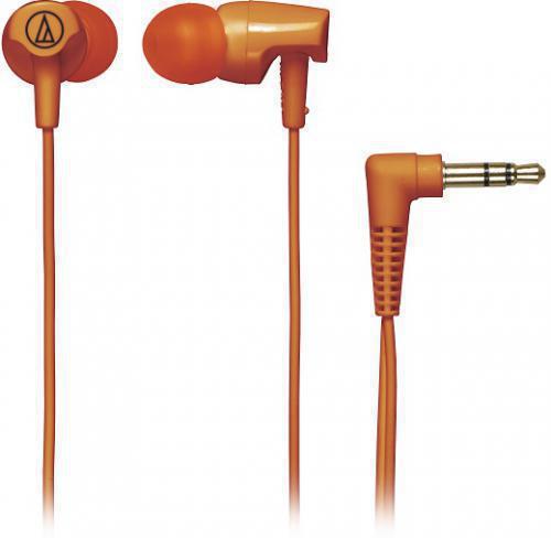 Audio Technica ATH-CLR100OR Clear In-Ear Headphones - Orange; Crystal-clear sound and excellent detail resolution; Easy-traveling audio performance with cord-wrap included; Comfortable long-wearing design; In-ear (canal-style) headphones; Type: Dynamic; Driver Diameter: 8.5 mm; Frequency Response: 20 - 25000 Hz; Maximum Input Power: 20 mW; Sensitivity: 103 dB; Impedance: 16 ohms; Weight: 3.4 g; Cable: 1.2 m Y-type; UPC 4961310119386 (ATHCLR100OR ATH-CLR100OR ATH-CLR100 OR)