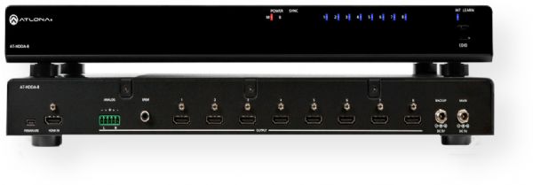 Atlona AT-HDDA-8 1x8 HDMI Distribution Amplifier; Locking HDMI and power connectors and optional redundant power supply provided added reliability; Ensures long-term product reliability and performance in residential and commercial systems; Specify, purchase, and install with confidence; Supports cascading up to 4x at 4K/UHD; Colorspace: RGB, YCbCr 4:4:4, YCbCr 4:2:2; Color depth: 10-bit, 12-bit; Sample Rate: 32kHz, 44.1kHz, 48kHz, 88.2kHz, 96kHz, 176.4kHz, 192kHz (ATHDDA8 AT-HDDA-8 AT-HDDA-8)