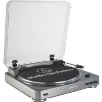 Audio-Technica AT-LP60-USB Fully Automatic Belt-Drive Turntable, 33-1/3RPM, 45RPM Speeds, Belt-Drive Motor, DC servo-controlled Drive Mechanism, Internal Cartridge, Replacement Stylus: ATN3600L Stylus, Straight Tone Arm, 20V AC, 60Hz, 3W Power Output, More Than 50 dB - DIN-B Signal to Noise Ratio, RCA Phono and RCA Line - preamplifier Connectors, Professional aluminum platter, UPC 042005159505 (ATLP60USB AT-LP60-USB AT LP60 USB) 