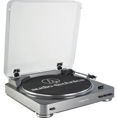 Audio-Technica AT-LP60-USB Fully Automatic Belt-Drive Turntable, 33-1/3RPM, 45RPM Speeds, Belt-Drive Motor, DC servo-controlled Drive Mechanism, Internal Cartridge, Replacement Stylus: ATN3600L Stylus, Straight Tone Arm, 20V AC, 60Hz, 3W Power Output, More Than 50 dB - DIN-B Signal to Noise Ratio, RCA Phono and RCA Line - preamplifier Connectors, Professional aluminum platter, UPC 042005159505 (ATLP60USB AT-LP60-USB AT LP60 USB)