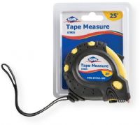 Alvin ATM25 Tape Measure; Size 25'; Retractable tape measure with wrist strap features three convenient locking stops located on the top, side, and bottom; Injected metal hook end includes magnets; Nylon coated blade has longer standout; Carded; UPC 088354805618 (ATM25 ATM-25 TAPE-ATM25 MEASURE-ATM25 ALVINATM25 ALVIN-ATM25) 