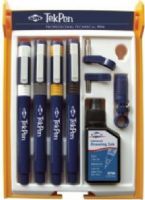 Alvin ATP44 Tekpen Technical Pen Set of 4, Set includes one each of 3x0, 00, 0, and 1 pens, a bottle of universal ink and 3 compass adapters, Ship Weight 0.71 lbs, Ship Dim: 6.5 x 7.3 x 1.1 in, UPC Code 088354802051, Harmonized Code 0009608200000 (ATP-44 ATP 44) 