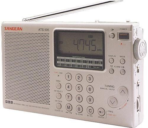 Sangean ATS-505P AM/FM/SW Synthesized World Receiver, 16-Band Digital AM/FM Stereo Short-Wave Receiver, Conventional rotary tuning, Direct keypad entry; Continuous all-band short-wave coverage; Finely engineered tuning for sideband; Auto / manual scan; 45 memory presets; Automatic memory search & store; EAN 4711317990026 (ATS_505P ATS 505P ATS505P ATS-505 ATS505) 