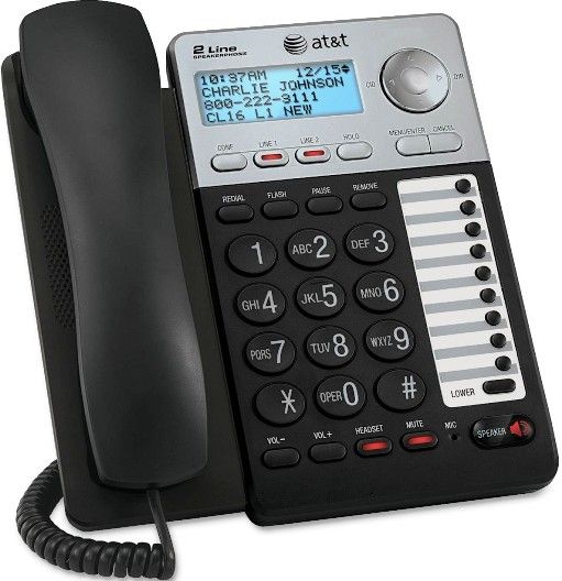 AT&T ATT-80-8143-00 model ML17929 Two-Line Corded Speakerphone, 2-Line Operation, Dial and receive calls on two different phone lines, Speakerphone, Line Status Indicator, Ringer Volume Control, 2.5mm Headset jack, RoHS Compliant, Last 5 Number Redial, Program up to 100 names in Phonebook, 99 Caller ID Memory, Stores up to 18 phone numbers for easy dialing, UPC 650530023057 (ATT80814300 ATT-80-8143-00 ATT 80 8143 00 ML17929 ML-17929 ML17929)