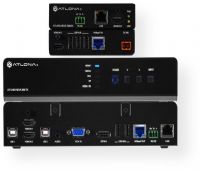 Atlona AT-UHD-HDVS-300-KIT Soft Codec Conferencing System; Bi-directional USB 2.0 extension with USB hubs at transmitter and receiver; 4K/UHD capability at 60 Hz with 4:2:0 chroma subsampling; Automatic input selection and automatic display control; Front panel input selection, display on/off, and volume control; TCP/IP and RS-232 control; UPC  846352004811; Weight 3.30 lbs (ATLONAATUHDHDVS300KIT DEVICE HARDWARE CONTROL CODING) 