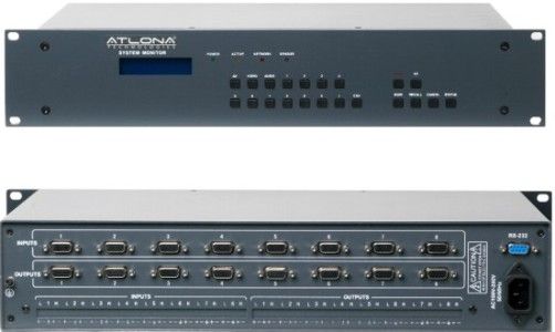 Atlona AT-VGA0808 Professional 8x8 VGA Matrix Switch, High Resolution Support up to 1900x1200 or even higher, Power-Fail Protection, allows switcher to restore previous settings, LCD display, shows all programmed commands and switcher responses, Standard 19'' Rack Mount Size - 2U, UPC 878248009532 (ATVGA0808 AT VGA0808 AT-VGA-0808 ATVGA-0808)