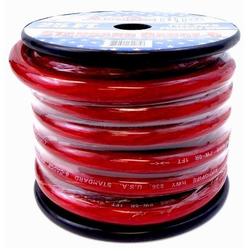 Audiopipe Model PW025-R 25' 0 Gauge Oxygen Free Power Cable (Red); 25 Foot Electric Cable; 0 Gauge; UPC 784644622858 (25' SPOOL 0 GAUGE CABLE RED WIRE AUDIOPIPE-PW025-R AUDIOPIPEPW025-R AUDIOPIPEPW025R)