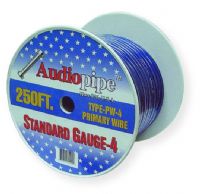 Audiopipe Model PW4250-R 250' 4 Gauge Oxygen Free Power Cable (Blue); 250 Foot Electric Cable; 4 Gauge; UPC 784644611999 (250' SPOOL 4 GAUGE CABLE RED WIRE AUDIOPIPE-PW4250-R AUDIOPIPEPW4250-R AUDIOPW4250R) 