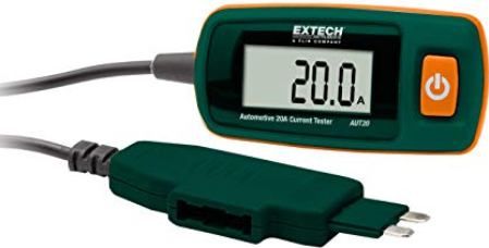 Extech AUT20 Automotive 20A Current Tester with ATC Fuse, 3.5-digit LCD Display, ATC-blade Connector Plug Into the Fuse Block, 20A/48VDC (10 Seconds Max) Measuring Range, 10mA Resolution, <0.2
