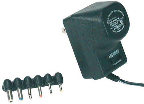 GE General Electric AV23636 Universal AC Adapters (500 mAh), Black, 6 Detachable Plugs, Converts 110V AC to 3V DC, 4.5V DC, 6V DC, 7.5V DC, 9V DC or 12V DC, Input Voltage 110V AC, 220V AC, Frequency 50Hz, 60Hz, Output Voltage Range 3V DC to 12V DC, UL Listed, UPC Code 030878236362 (AV-23636 AV 23636)
