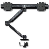 AVFI C900D Adjustable Dual Monitor Arm Mounts Through Grommet Or Drilled Hole, Dual Crossbar Holds Monitors Up To 22" Horizontal Width Each With A Combined Weight Of 20 lbs, Black Finish; Dual crossbar holds monitors up to 22" horizontal width each; Works with 75mm and 100mm VESA patterns; Provides 26" of reach with 13" of usable height adjustment; UPC N/A (AVFIC900D AVFI C900D ADJUSTABLE DUAL MONITOR BLACK) 