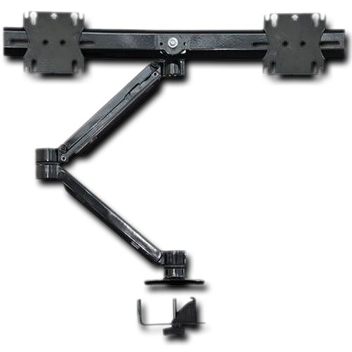 AVFI C900D Adjustable Dual Monitor Arm Mounts Through Grommet Or Drilled Hole, Dual Crossbar Holds Monitors Up To 22