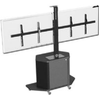 AVFi PL3070-D For 60"-90" Monitors (200 lbs. Max) With Camera Mounting Bracket Built In Black, PL3070 Monitor Cart + PM2-D Monitor Mount; PL3070 Monitor Cart; Ready for our monitor brackets; 14U rack mount rails (10-32 screws); Acrylic locking front door and locking rear access door; Ready for optional speakers behind removable side panels; UPC N/A (AVFIPL3070XL AVFI PL3070-D MONITOR CART DUAL MONITOR MOUNT) 