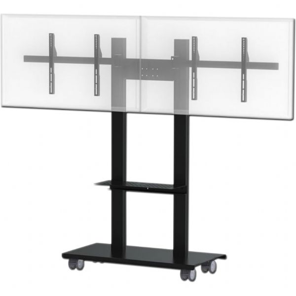 AVFI SYZ80-D-B Mobile Interactive Stand for Dual Monitors, Black Metal; Accommodates 42