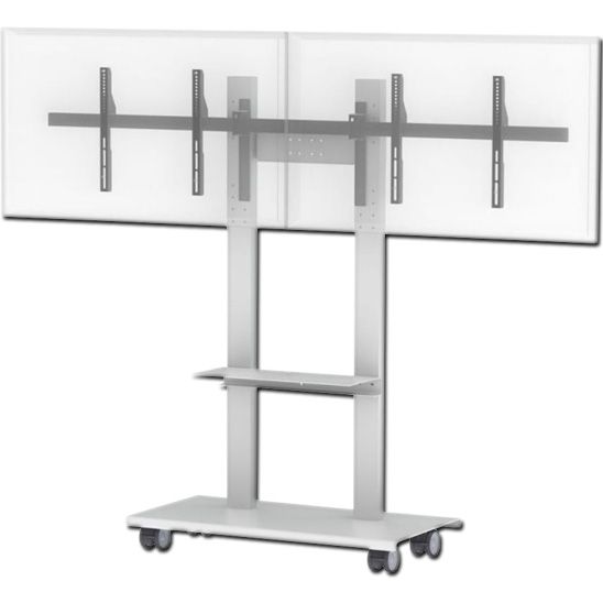AVFI SYZ80-D-W Mobile Interactive Stand for Dual Monitors, White Metal; Accommodates 42