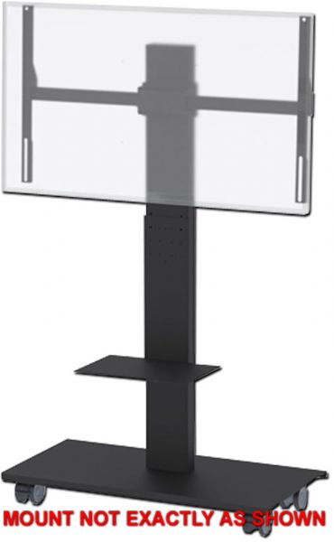 AVFI SYZ84-CS55-B Audio Visual Furniture, Economy LCD Monitor Stand For Cisco Webex Board 55, Black Finish; Used for Cisco Webex Board 55 (formerly Cisco Spark board); Available in Black metal; Maximum display weight cannot exceed 250 lbs; Adjustable TV bracket height during setup; Cable passage in the spine; Heavy-duty steel weighted base; UPC N/A (AVFISYZ84CS55B AVFI SYZ84CS55B SYZ84 CS55 AUDIO VISUAL FURNITURE CISCO WEBEX)