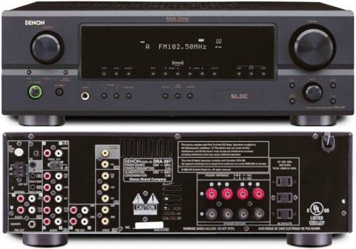 Denon DRA-397 AM/FM Stereo Multi-Source/Multi-Zone Stereo Receiver, Black, Rated Output 80W + 80W (8 ohms, 20Hz - 20kHz, 0.08% THD), Frequency response 10Hz - 100kHz +0 dB, -3 dB (at 1W), High-quality Power Amplifier, Signal Level Divided Construction Chassis Design, Pre-memory Remote and Zone Remote, Subwoofer Output (DRA397 DRA 397)