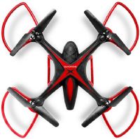 Quadrone AWQDRXHD Quadrone X HD; Black and Red; 6 Axis Gyro; 2.4GHZ RC; Headless mode; 360 Degree Turns, flips and rolls; Corner crash guards and landing gear included; 2MP camera, shoots photo and video; Control Distance: 300 feet; Rechargeable Drone Battery: 3.7 600mAh Li-PO Battery; Charging time 120 minutes; UPC 888255162182 (AWQDRXHD AW-QDRXHD QUADRONE-XHD QUADRONEXHD AWQDR-XHD AW-QDR-XHD) 