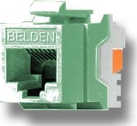 Belden Wire and Cable AX101314 TIA 606 CAT5e Modular Jack, 1 x RJ-45 Female Network, Green Color, IDC termination, A/B universal wiring, Copper Alloy Contact Material, Gold Contact Plating, Female, Plastic Housing Material, Weight 0.024 Lbs, UPC N/A (BELDENAX101314 BELDEN AX101314 AX 101314 BELDEN-AX101314 AX-101314) 