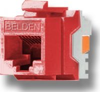 Belden Wire and Cable AX101323 TIA 606 CAT6e Modular Jack, 1 x RJ-45 Female Network, Red Color, IDC termination, A/B universal wiring, Copper Alloy Contact Material, Gold Contact Plating, Female, Plastic Housing Material, Weight 0.024 Lbs, UPC N/A (BELDENAX101323 BELDEN AX101323 AX 101323 BELDEN-AX101323 AX-101323) 