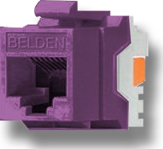 Belden Wire and Cable AX101327 TIA 606 CAT6e Modular Jack, 1 x RJ-45 Female Network, Purple Color, IDC termination, A/B universal wiring, Copper Alloy Contact Material, Gold Contact Plating, Female, Plastic Housing Material, Weight 0.024 Lbs, UPC N/A (BELDENAX101327 BELDEN AX101327 AX 101327 BELDEN-AX101327 AX-101327)
