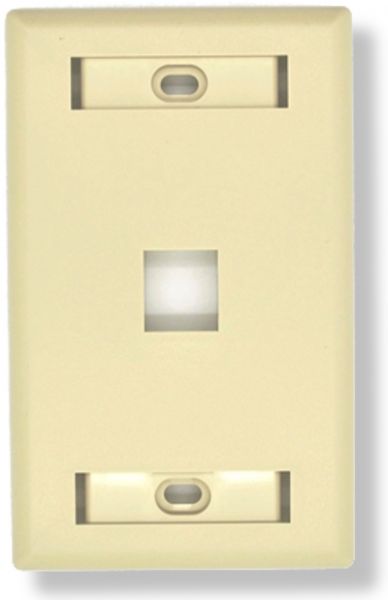 Belden AX104565 KeyConnect Faceplate, Ivory Color; 1 Port with ID Windows; Single-Gang; Flush Front Connection; Dimensions 4.50