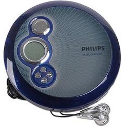 Philips AX2420 CD Player, Gray backing, silver pattern face, light gray lid with light gray accents, Supports CD, CD-R, and CD-RW media, 45 second electronic skip protection, Dynamic Bass Boost, Multi-line LCD display, Extended battery play time, Electronic Skip Protection (AX-2420 AX 2420)