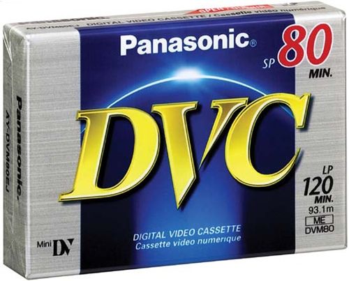 Panasonic AY-DVM80EJ Mini DV 80-minute DVC Tape, 93.1 m Length, 5.5 Thickness (micrometer), Output Level (21 MHz) more than 0, Frequency Response (21/10.5 MHz) (dB) within + or - 2, Over write (10.5/21 MHz) (dB) less than 2, C/N (21 MHz) (dB) more than -1, C/N (10.5 MHz) (dB) more than -1, Reduced tape friction, UPC 037988011360 (AYDVM80EJ AY DVM80EJ AY-DVM80E AY-DVM80)